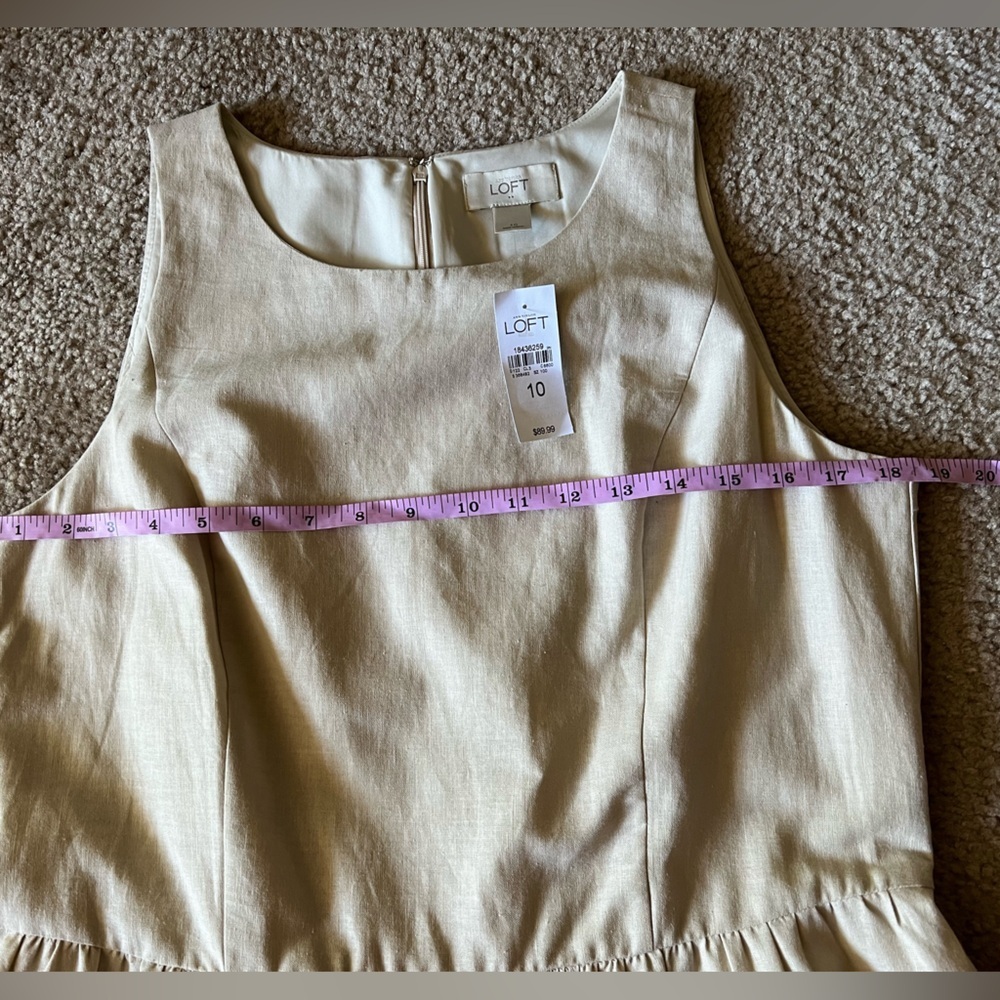 NWT Ann Taylor LOFT Beige & Black Floral Linen Blend Sleeveless Dress Size 10 - Picture 9 of 11